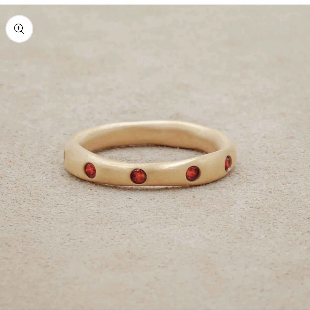 Chic Gold Women's Band Ring aquamarine stone